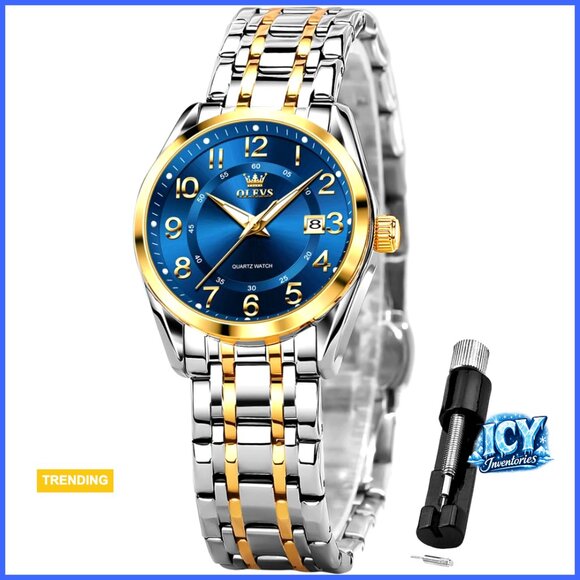 Stainless Steel Quartz Dress Watch Waterproof Luminous Date